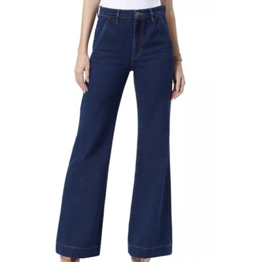 Sam Edelman Bay Flare Trouser Jeans Women’s 27 High Rise Wide‎ Leg NWT Dark Wash